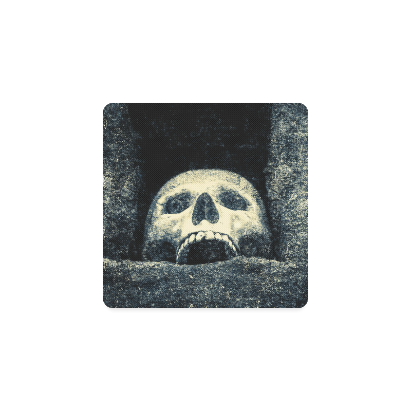 White Human Skull In A Pagan Shrine Halloween Cool Square Coaster