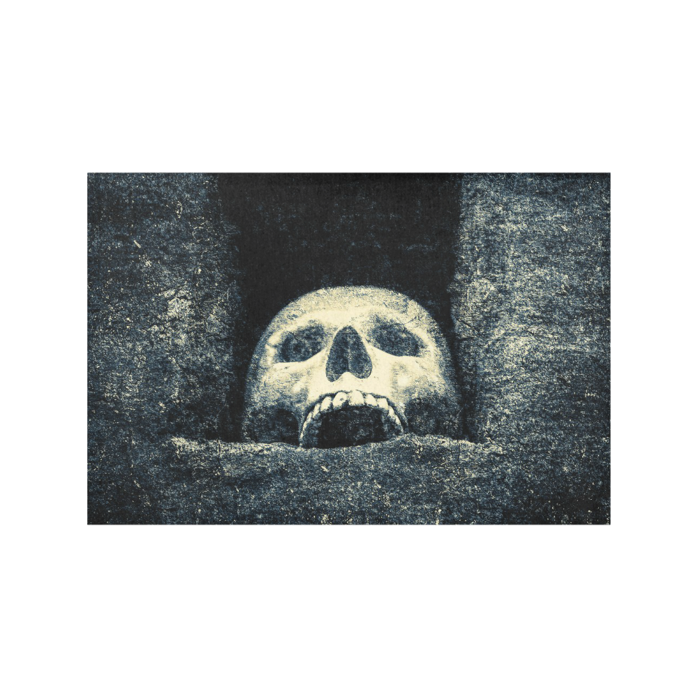White Human Skull In A Pagan Shrine Halloween Cool Placemat 12’’ x 18’’ (Four Pieces)