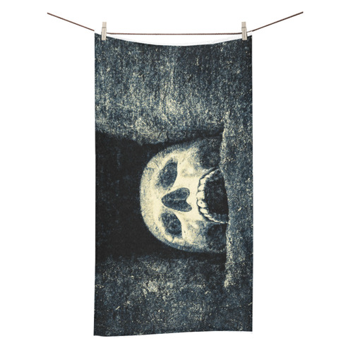 White Human Skull In A Pagan Shrine Halloween Cool Bath Towel 30"x56"