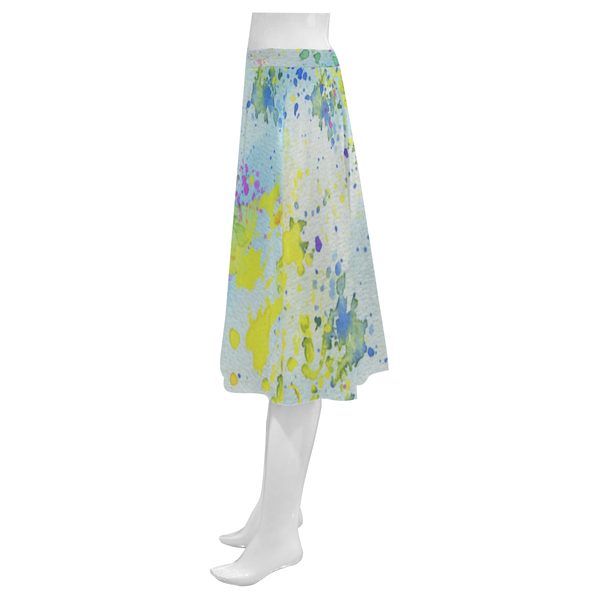 Watercolors splashes Mnemosyne Women's Crepe Skirt (Model D16)