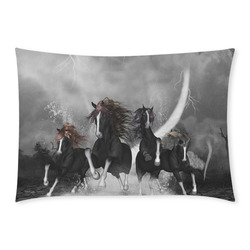 Awesome running black horses Custom Rectangle Pillow Case 20x30 (One Side)
