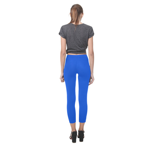 Precious Peacock Feathers Solid Boisterous Blue Capri Legging (Model L02)