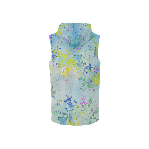Watercolors splashes All Over Print Sleeveless Zip Up Hoodie for Women (Model H16)