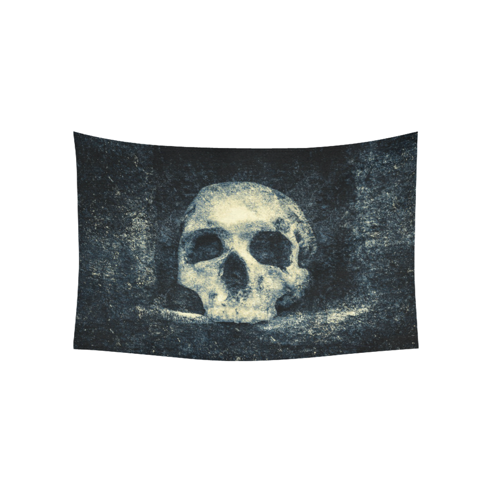 Man Skull In A Savage Temple Halloween Horror Cotton Linen Wall Tapestry 60"x 40"