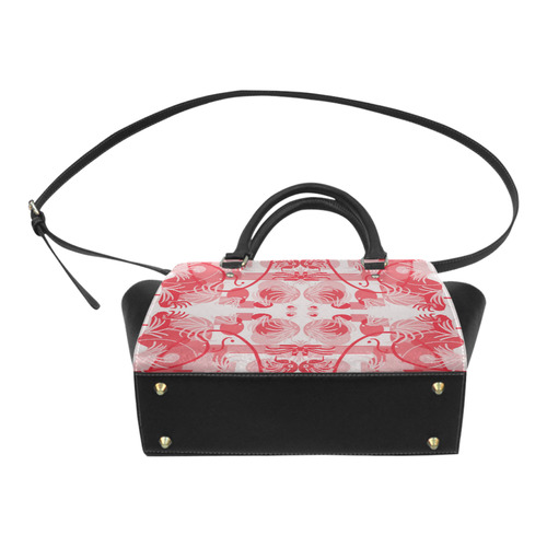 Foliage in red and gray Classic Shoulder Handbag (Model 1653)