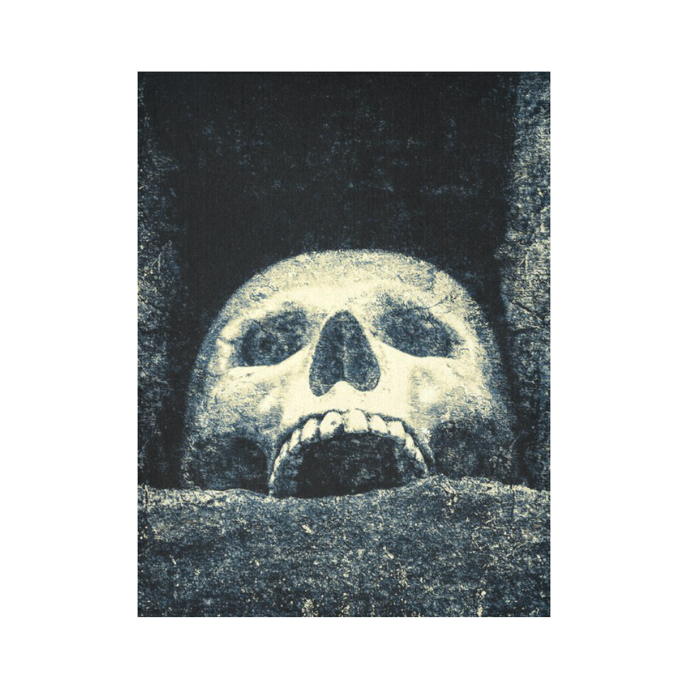 White Human Skull In A Pagan Shrine Halloween Cool Cotton Linen Wall Tapestry 60"x 80"