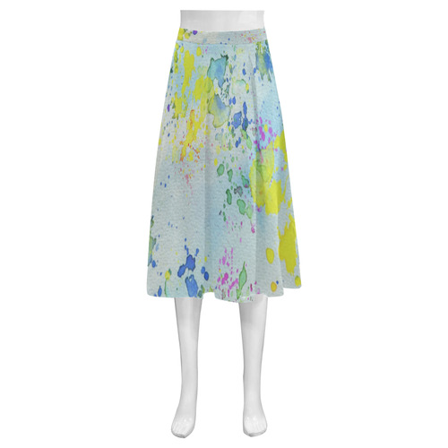 Watercolors splashes Mnemosyne Women's Crepe Skirt (Model D16)