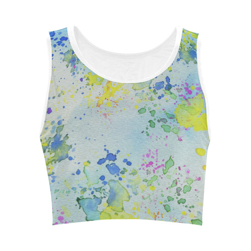 Watercolors splashes Women's Crop Top (Model T42)