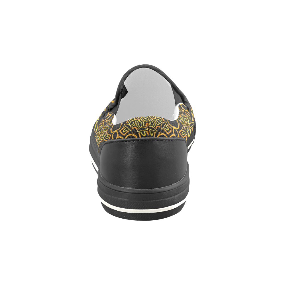yellow-gold-black Slip-on Canvas Shoes for Kid (Model 019)