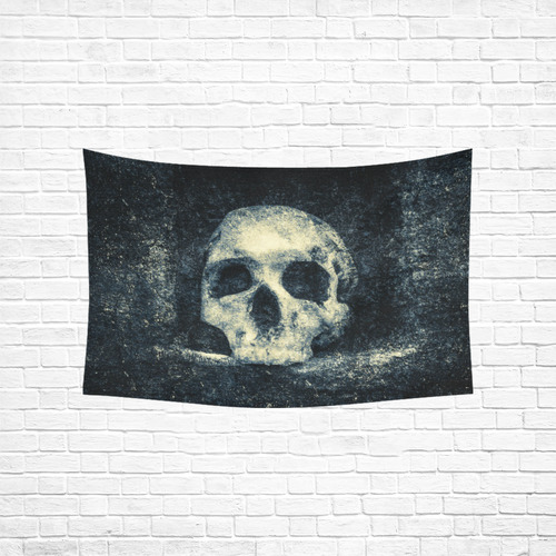 Man Skull In A Savage Temple Halloween Horror Cotton Linen Wall Tapestry 60"x 40"