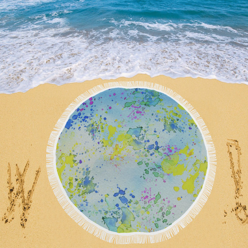 Watercolors splashes Circular Beach Shawl 59"x 59"