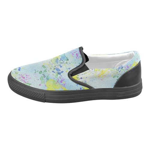 Watercolors splashes Men's Unusual Slip-on Canvas Shoes (Model 019)