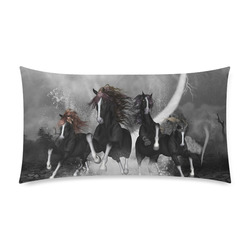 Awesome running black horses Custom Rectangle Pillow Case 20"x36" (one side)