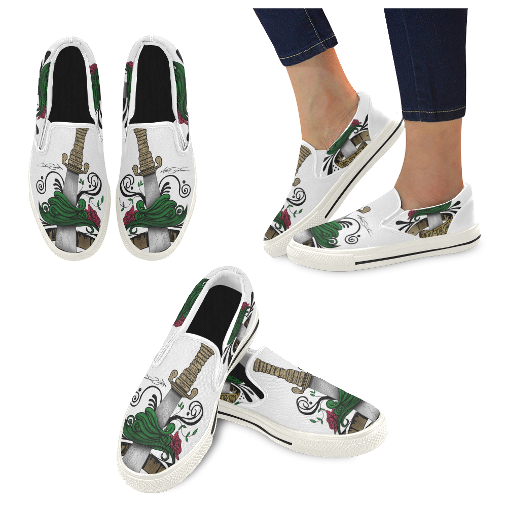 Symbolic Sword Slip-on Canvas Shoes for Kid (Model 019)