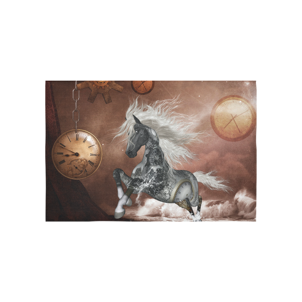 Amazing steampunk horse, silver Cotton Linen Wall Tapestry 60"x 40"