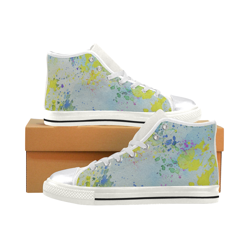 Watercolors splashes Women's Classic High Top Canvas Shoes (Model 017)