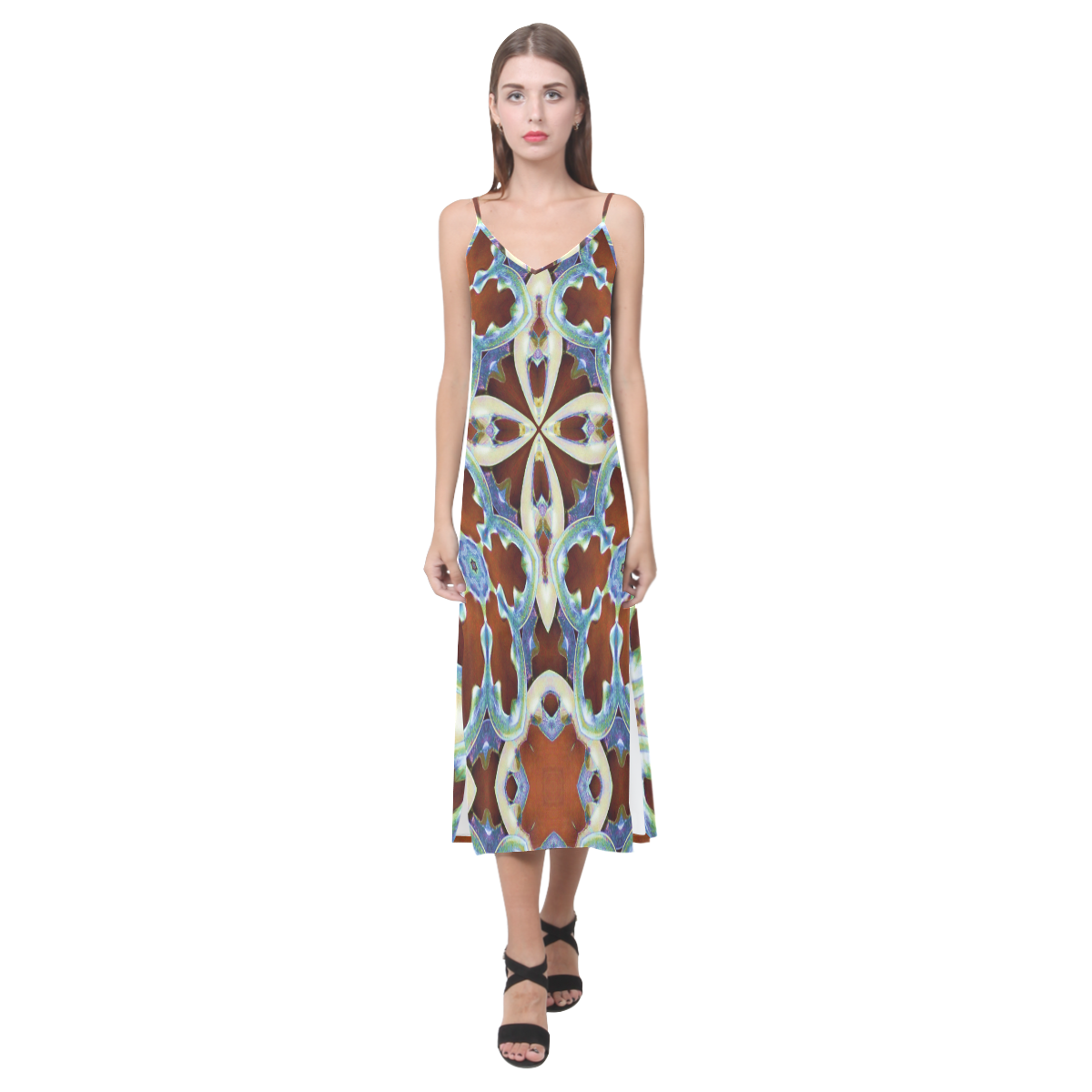 Pushy Washers V-Neck Open Fork Long Dress(Model D18)