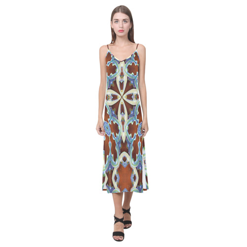 Pushy Washers V-Neck Open Fork Long Dress(Model D18)