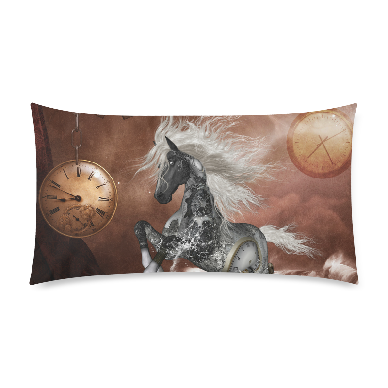 Amazing steampunk horse, silver Custom Rectangle Pillow Case 20"x36" (one side)