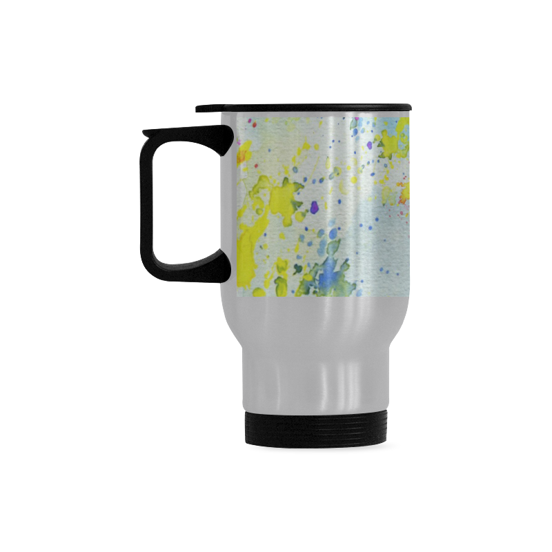 Watercolors splashes Travel Mug (Silver) (14 Oz)