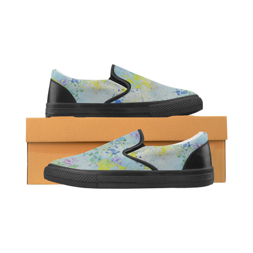 Watercolors splashes Men's Unusual Slip-on Canvas Shoes (Model 019)