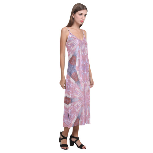 Patio V-Neck Open Fork Long Dress(Model D18)