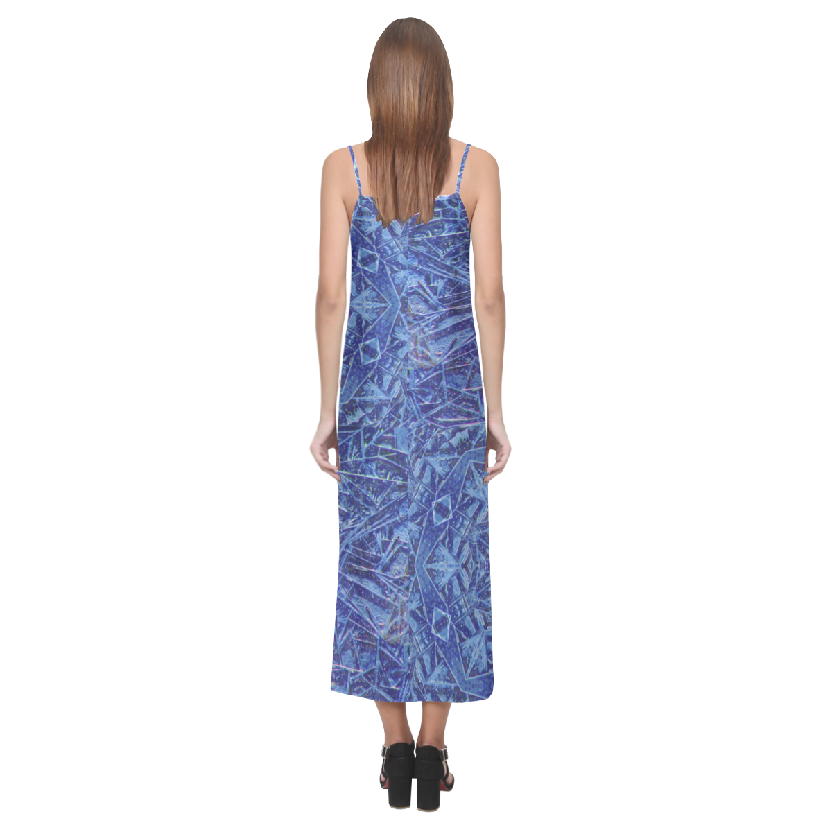 Snowflake V-Neck Open Fork Long Dress(Model D18)