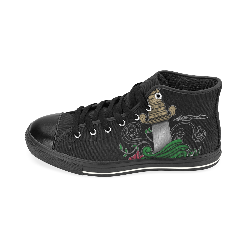 Symbolic Sword High Top Canvas Women's Shoes/Large Size (Model 017)