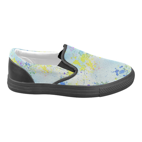 Watercolors splashes Men's Unusual Slip-on Canvas Shoes (Model 019)