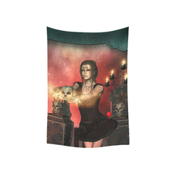 The dark fairy with skulls Cotton Linen Wall Tapestry 40"x 60"