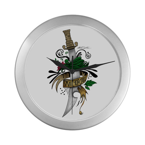 Symbolic Sword Silver Color Wall Clock