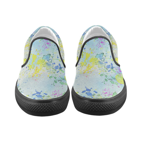 Watercolors splashes Men's Unusual Slip-on Canvas Shoes (Model 019)