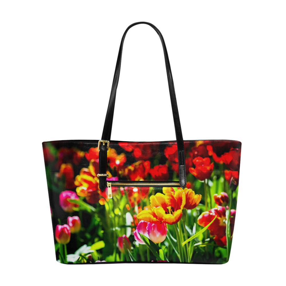 Colorful tulip flowers chic spring floral beauty Euramerican Tote Bag/Large (Model 1656)