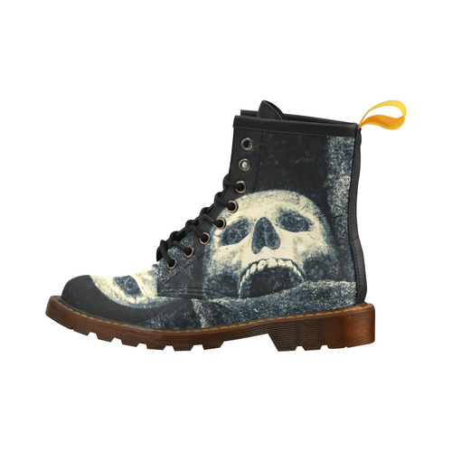 White Human Skull In A Pagan Shrine Halloween Cool High Grade PU Leather Martin Boots For Women Model 402H