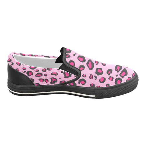 Pink Leopard Women's Slip-on Canvas Shoes/Large Size (Model 019)
