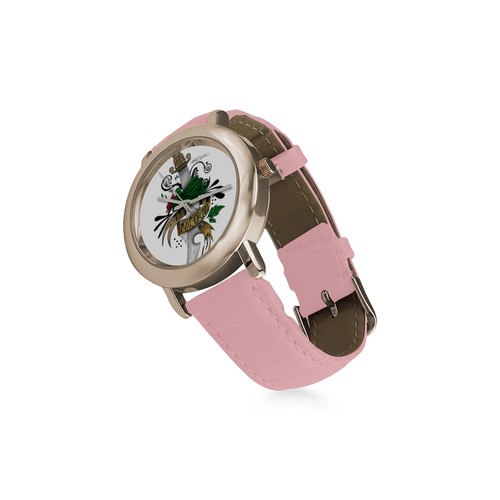 Symbolic Sword Women's Rose Gold Leather Strap Watch(Model 201)
