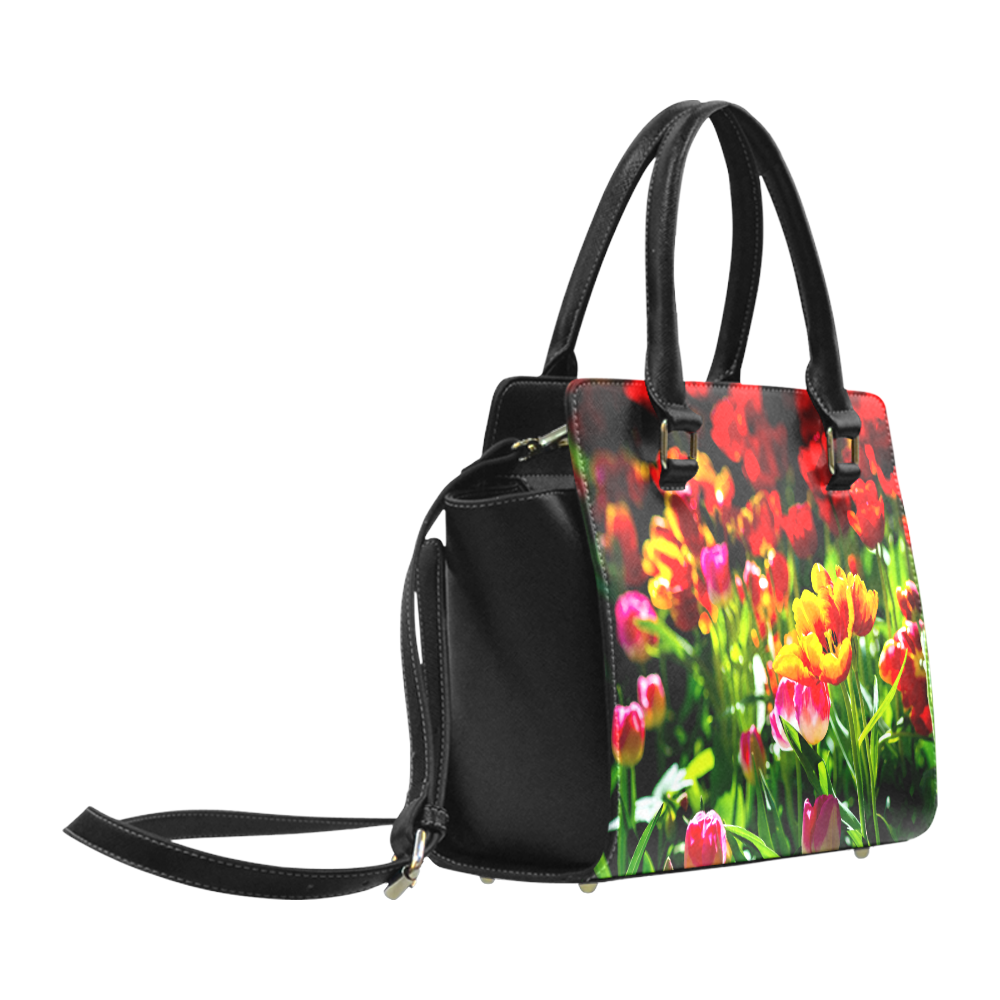 Colorful tulip flowers chic spring floral beauty Classic Shoulder Handbag (Model 1653)