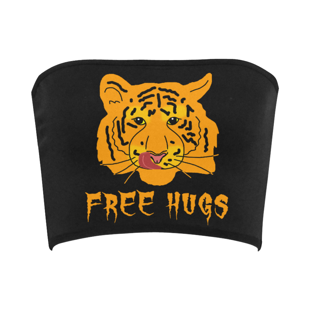 Tiger Licks His Lips Free Hugs Funny Romantic Bandeau Top