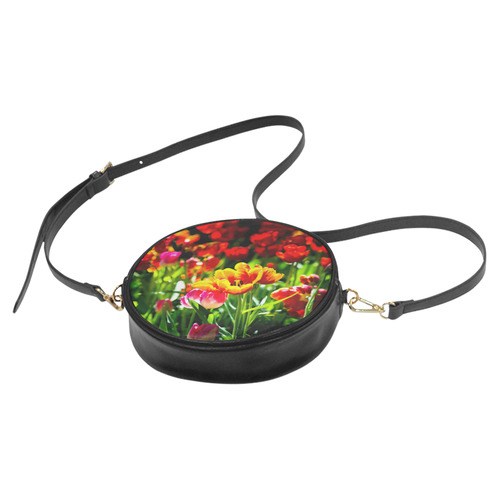 Tulip Flower Colorful Beautiful Spring Floral Round Sling Bag (Model 1647)