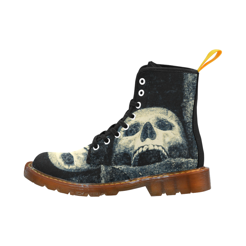 White Human Skull In A Pagan Shrine Halloween Cool Martin Boots For Women Model 1203H