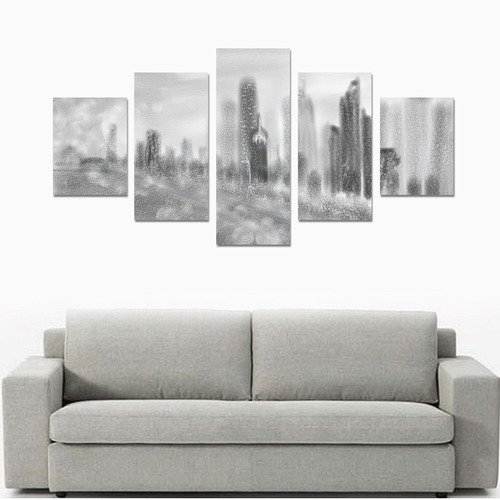 chicago skyline 2-s-noir blanc Canvas Print Sets B (No Frame)
