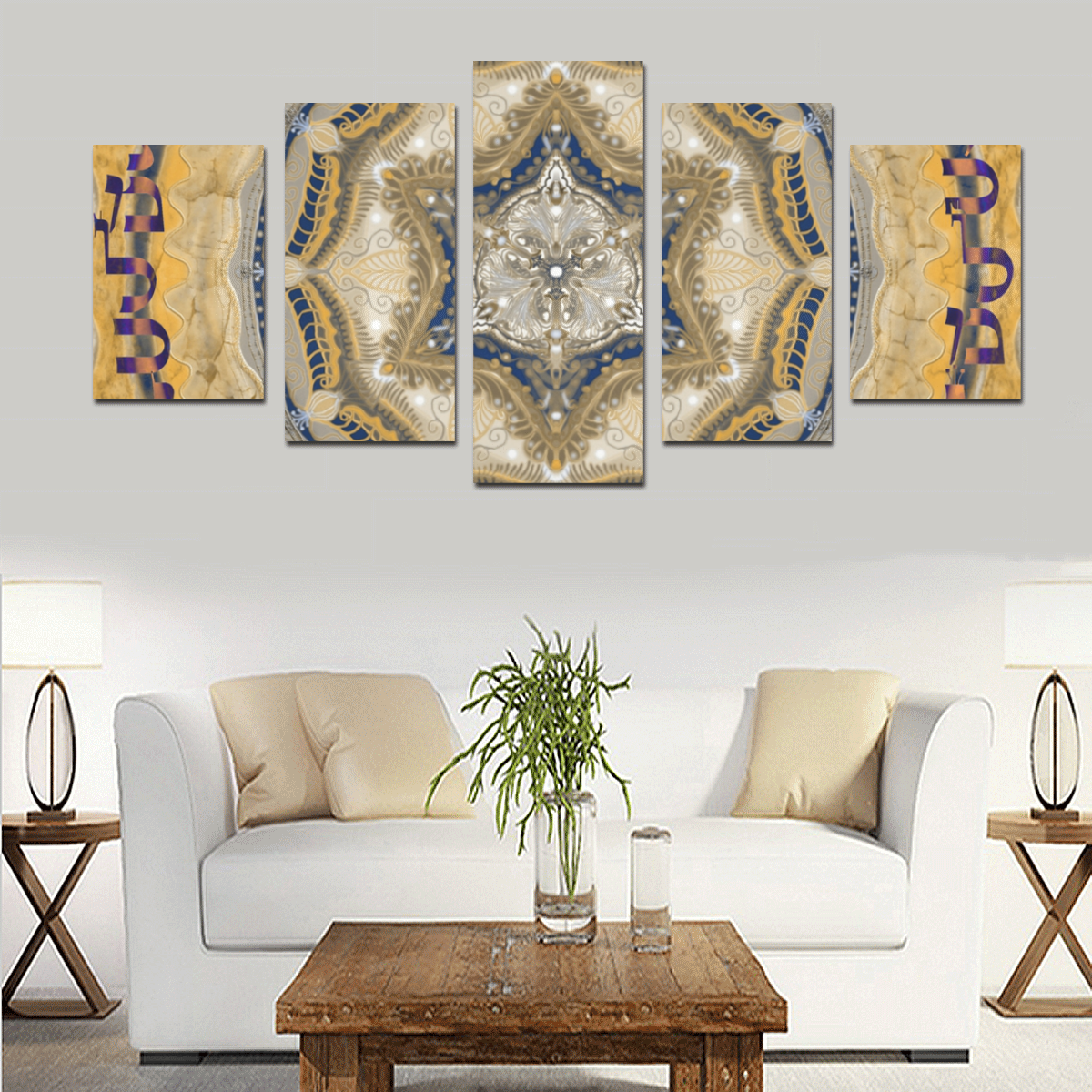 mandala maguen-13- alphabet Canvas Print Sets D (No Frame)