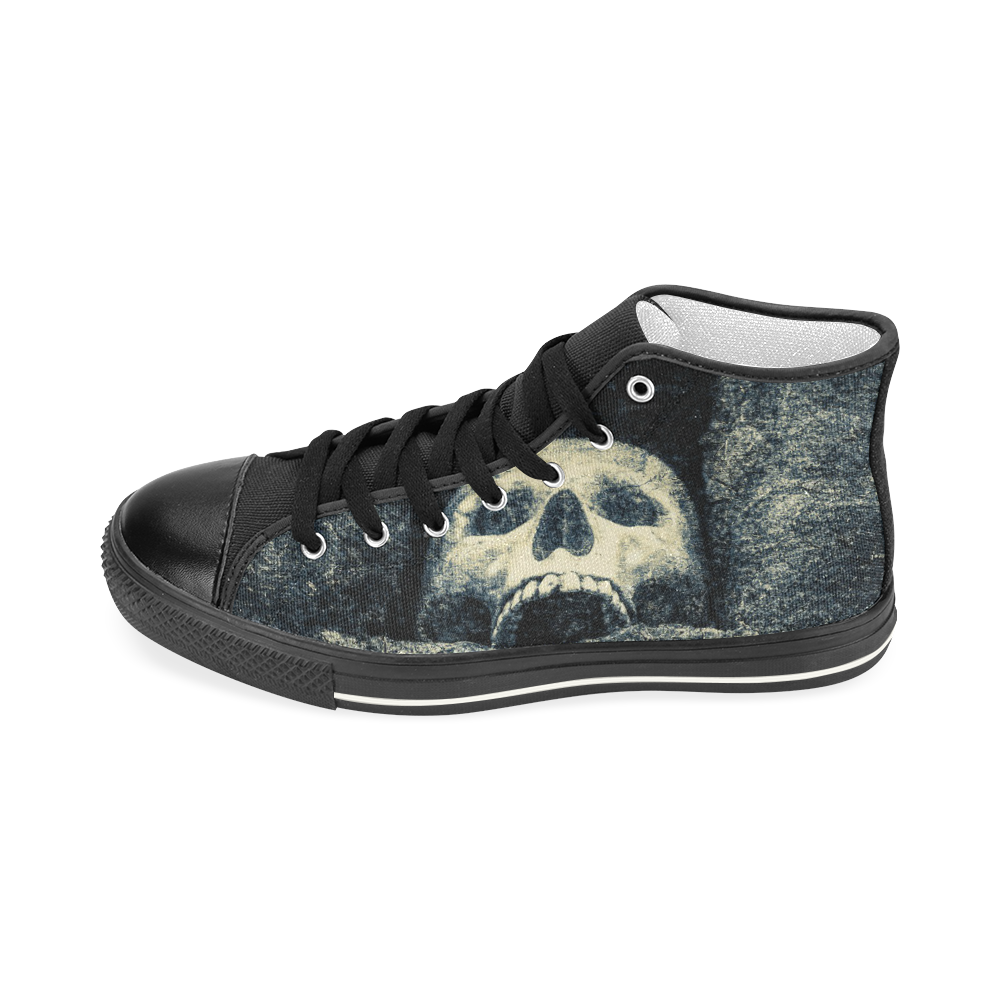 White Human Skull In A Pagan Shrine Halloween Cool Women's Classic High Top Canvas Shoes (Model 017)