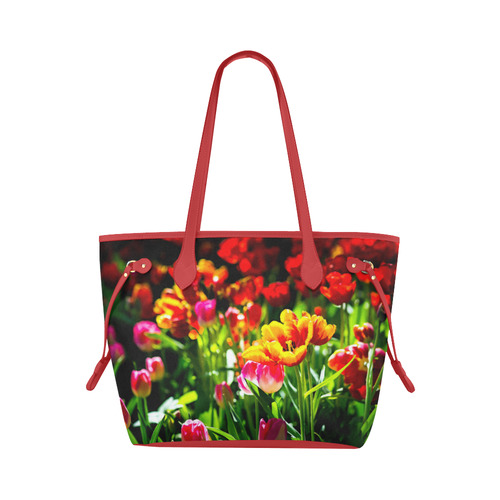 Colorful tulip flowers chic spring floral beauty Clover Canvas Tote Bag (Model 1661)