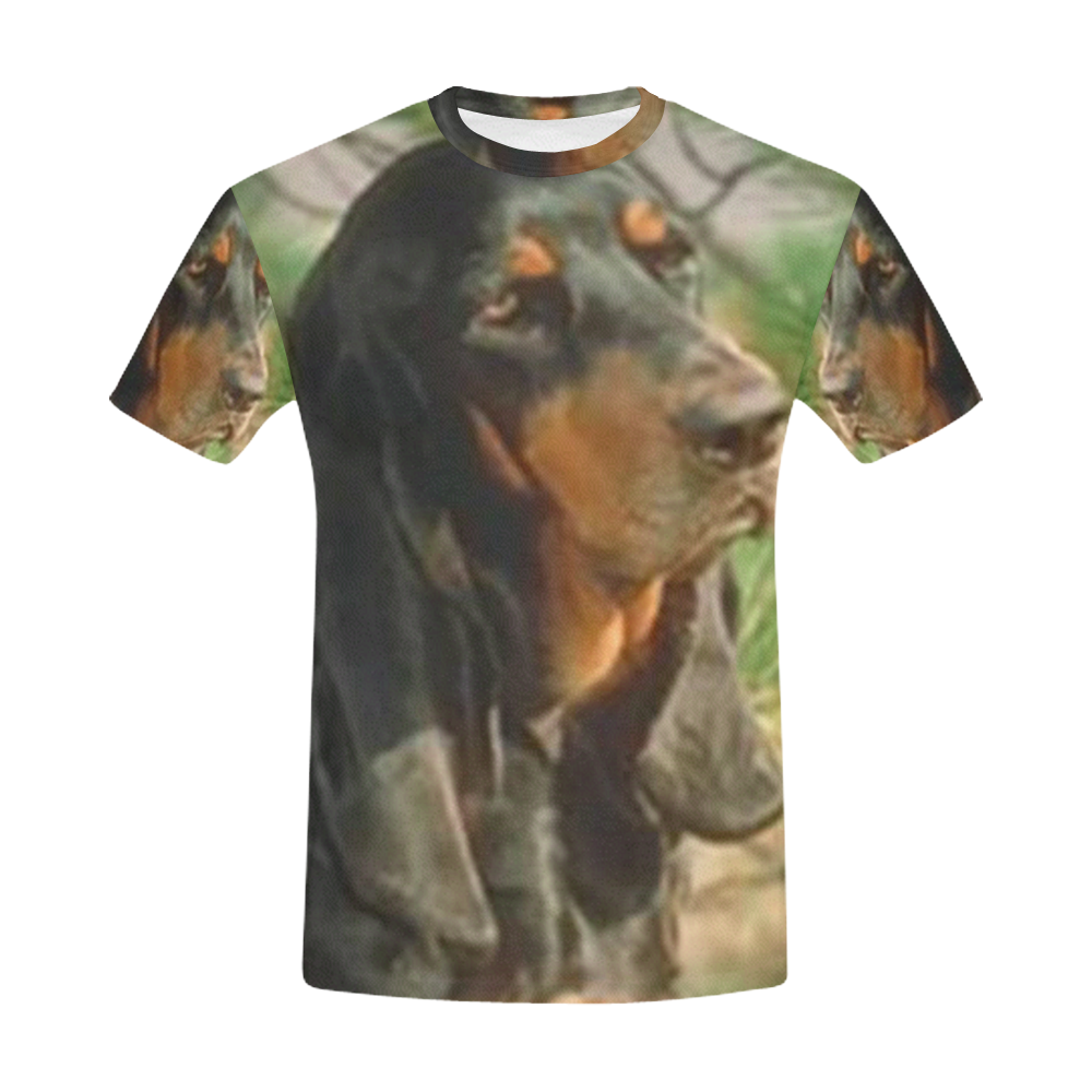 Black Tan Coonhound All Over Print T-Shirt for Men (USA Size) (Model T40)