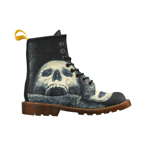 White Human Skull In A Pagan Shrine Halloween Cool High Grade PU Leather Martin Boots For Women Model 402H