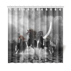 Awesome running black horses Shower Curtain 72"x72"