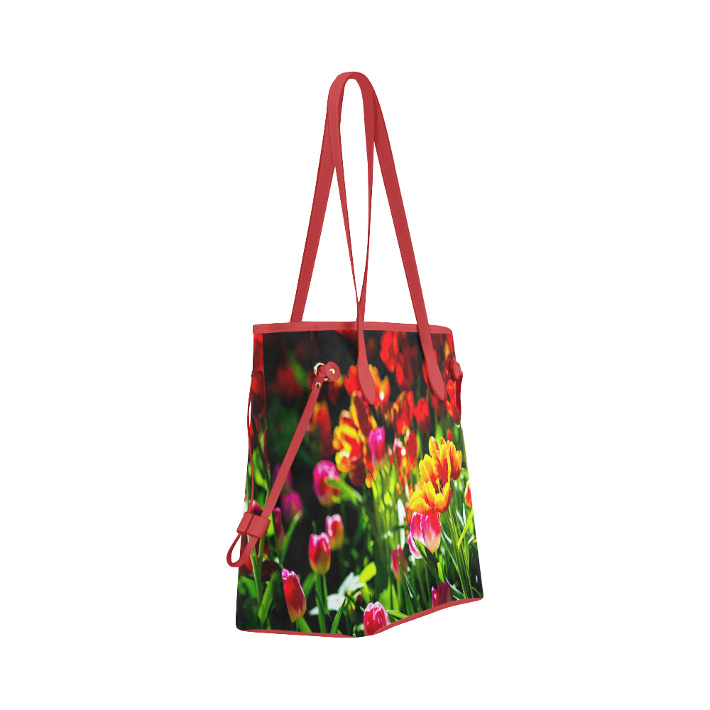 Colorful tulip flowers chic spring floral beauty Clover Canvas Tote Bag (Model 1661)