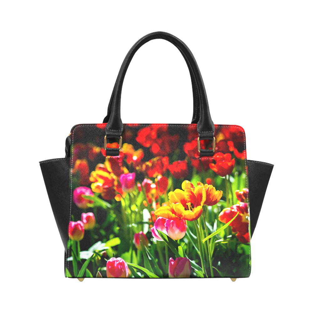 Colorful tulip flowers chic spring floral beauty Classic Shoulder Handbag (Model 1653)