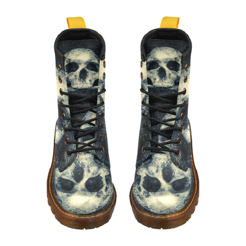 Man Skull In A Savage Temple Halloween Horror High Grade PU Leather Martin Boots For Women Model 402H